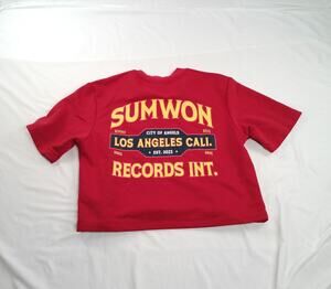 SUMWON Los Angeles Cali Records Int Graphic Cropped Boxy Tee Pink XS